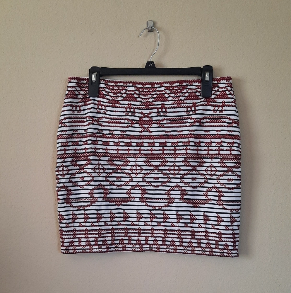 THML Embroidered Mini Skirt Stretchy